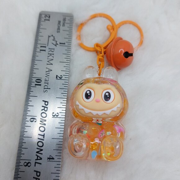 2/$19 Labubu Flowing Sand Exquisite orange keychain with bell - Picture 3 of 8